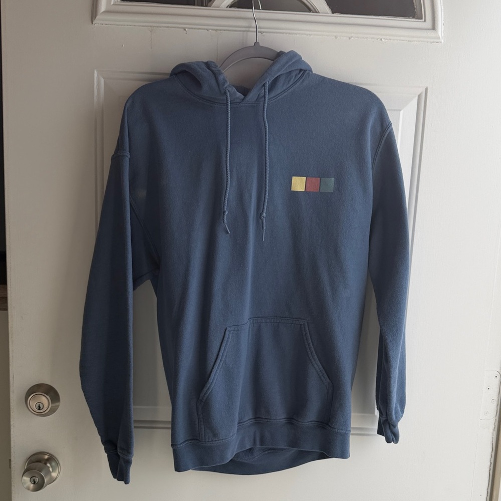 Stylish Blue Hoodie with Color Block Accents